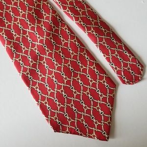 Mikael York 100% Silk Red Gold Abstract Men's Tie